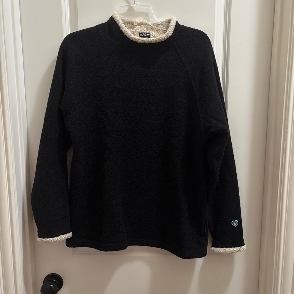 Kuhl Sweater Womens Medium Black ALFPACA Fleece Pullover Mock Neck Sherpa Lined